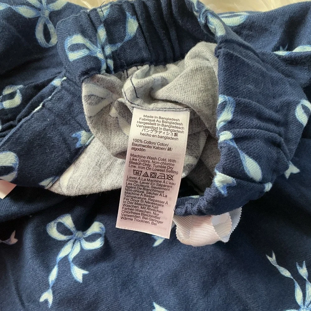 NWT J. Crew Blue Bow-Print Pajama Pants Size Medium